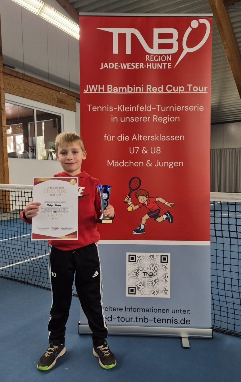 TCBW Youngster Mats Kaars beim 1. JWH-Red-Cup-Turnier in Hude erfolgreich